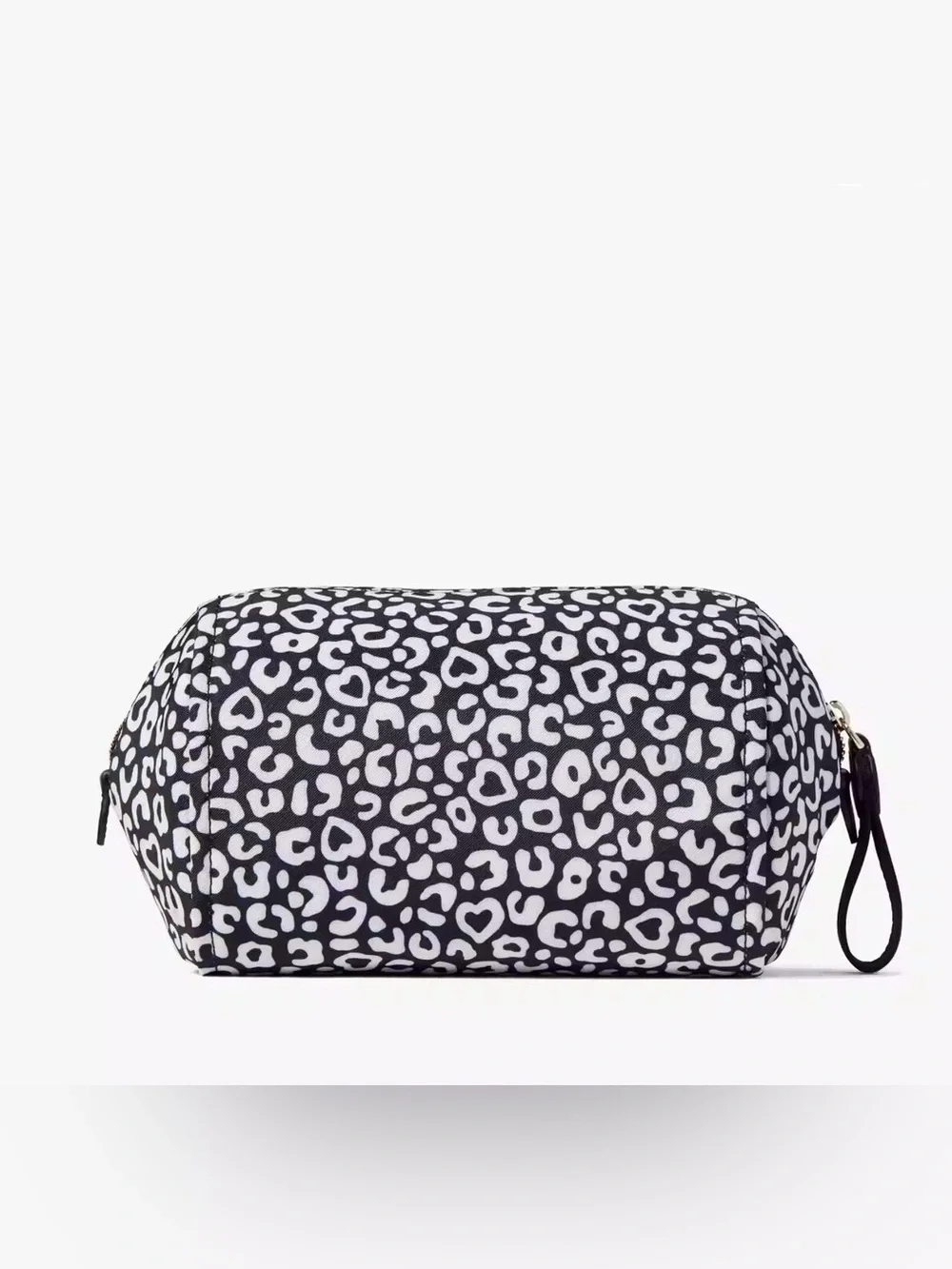kate spade Chelsea Black & White Leopard hidden heart Print Cosmetic Pouch NWOT